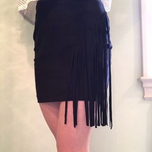 Black Fringe Miniskirt